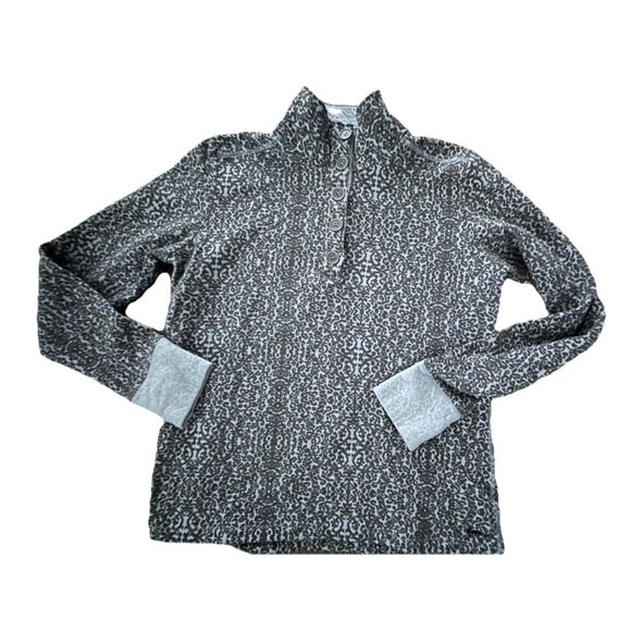 Kavu Sweater Womens Sz Xl Gray Pattern Scroll Pullover Thumb Holes gorpcore Ski - Picture 6 of 6